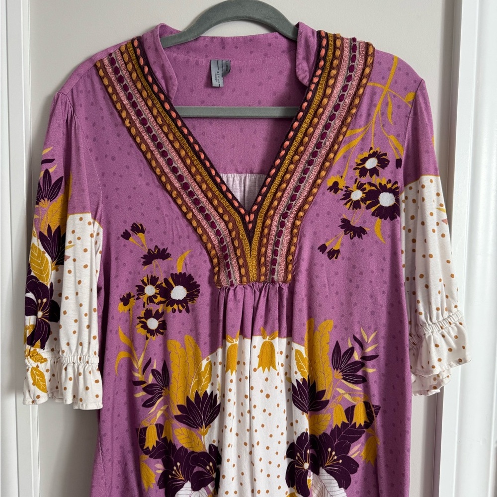 Anthropologie Purple Floral Boho shirt